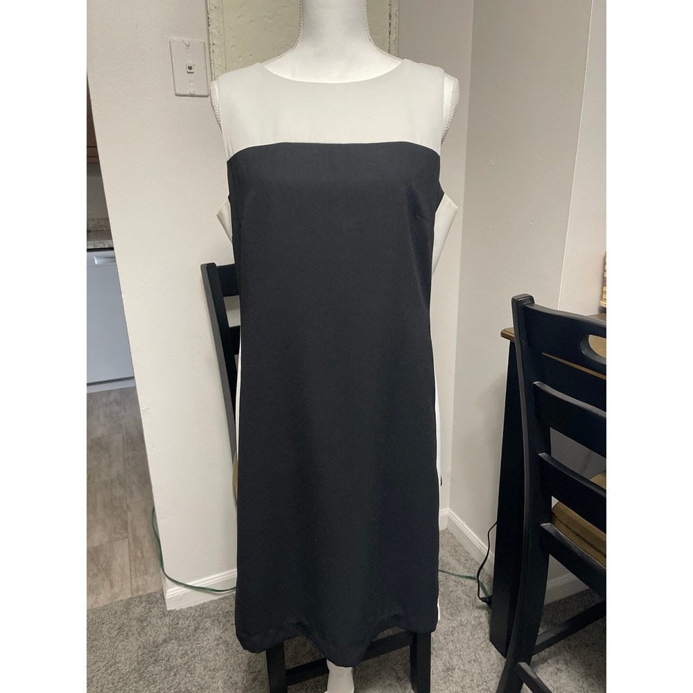 Black White Color Block Sleeveless Dress 12